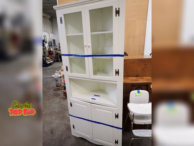 Lot 59-33245 - White Corner Cabinet with 2 Glass Doors