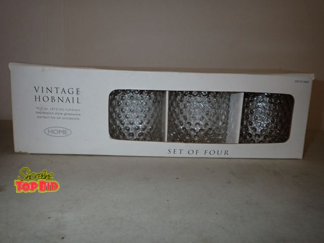 Lot 59-33528 - 4 Vintage Hobnail Depression Style Glassware 16 oz. Tumblers