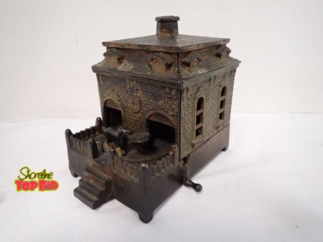 Lot 59-10172 - Original 1895 H.L. Judd "Dog on Turntable" Cast Iron Mechanical Bank, Working