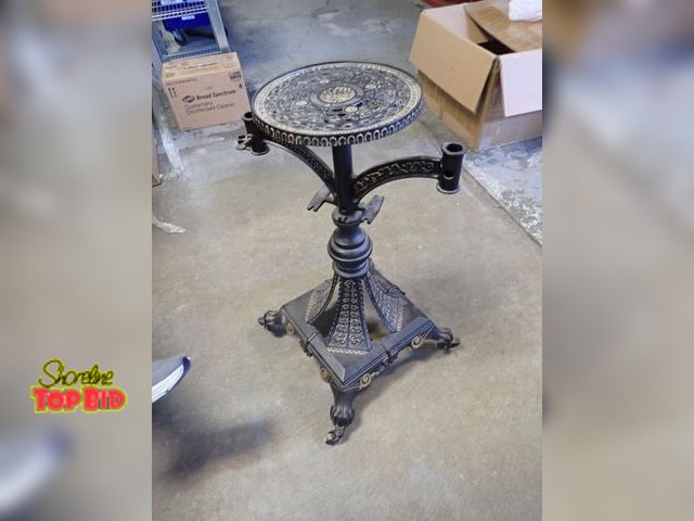 Lot 59-30256 - Victorian Cast Iron Holloway Reading Table with Wooden Wheels, No Accessories, Very Rare Piece! Circ...