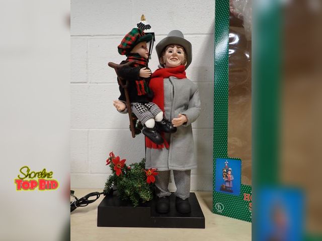 Lot 59-41036 - Animated Holiday Scene with Lighted Telescopic Lamp Post 36" High - Working Condition