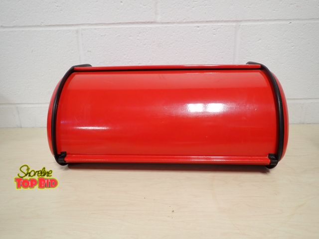 Lot 59-33026 - Red Roll-Top Lid Steel Bread Box - Retro Style