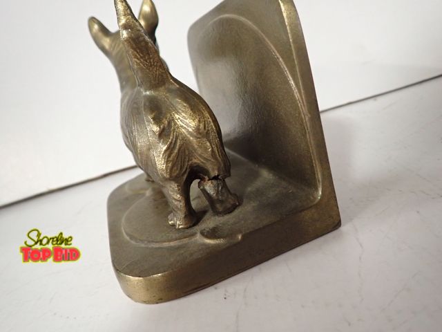 Lot 59-43356 - Vintage Brass Scottish Terrier with Brown Foot Book End 6", See Pics