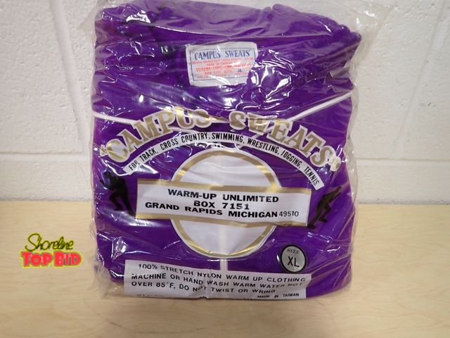 Lot 59-45088 - New Old Stock Vintage Campus Sweats Warm Up 100% Stretch Nylon from 1960s to 1970s Size XLarge in Or...