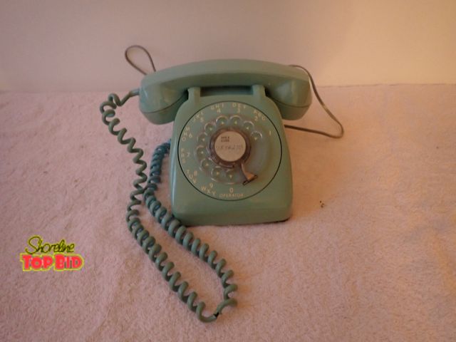 Lot 59-43463 - Aqua Blue Western Electric Bell System Rotary Telephone with Cord