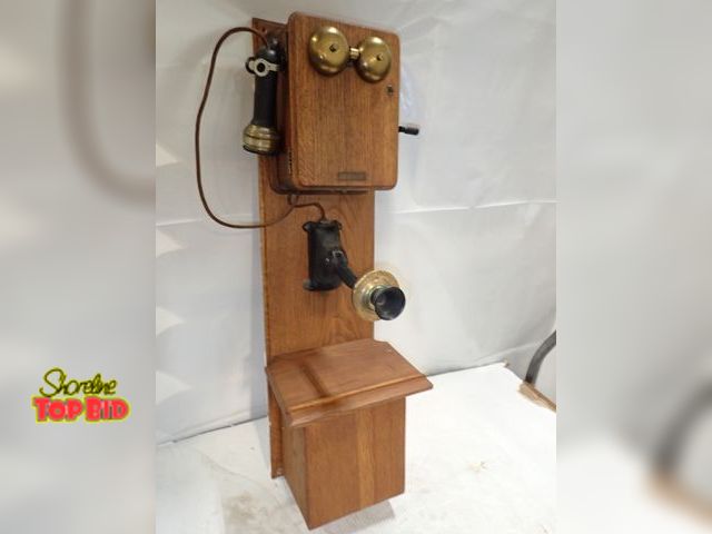 Lot 59-10266 - Antique "Double Box" Wall Crank Telephone, Early 1900s Kansas City Telephone Co.