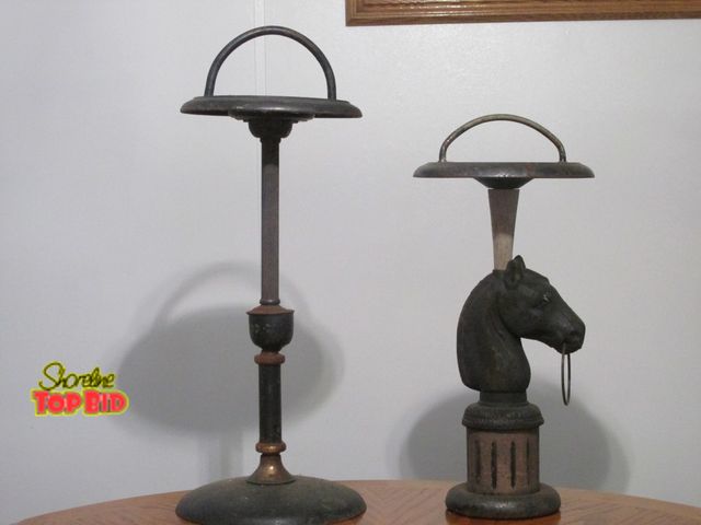 Lot 59-10073 - 2 vintage stand up ashtrays, both have seen outdoor usage, but are solid, a little rusty patina in s...