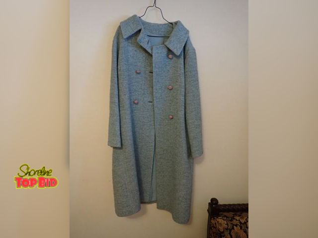 Lot 59-43571 - Vintage 1950s Blue-Green Double-Breasted Wool Coat, Perfect Petite by Bromleigh