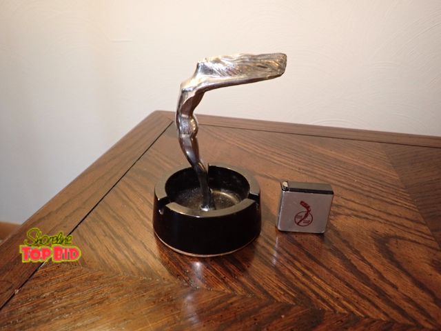 Lot 59-43067 - Vintage Art Deco "Flying Goddess" Nude Lady Chrome-Plated Metal, Base is Made of Black Bakelite with...