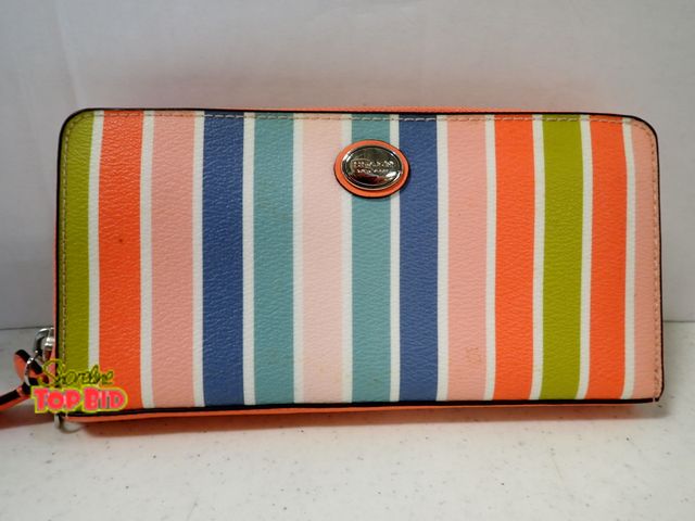 Lot 59-43256 - Coach Multicolor Striped Wallet, Gently Used, Authentic