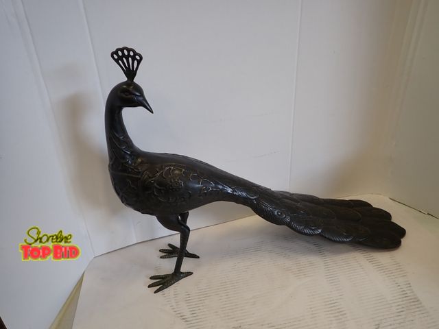 Lot 59-10054 - Large Bronze Peacock Sculpture 18" x 24". Estimated value $150.00 to $750.00