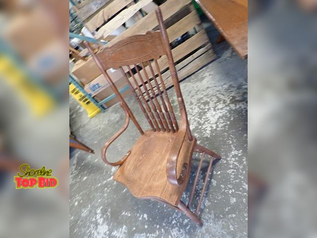 Lot 59-24078 - Rare Antique Spindle Back, Bentwood Arm Chair, Rev. Alred Evans Personal Property - Partial Tag on B...