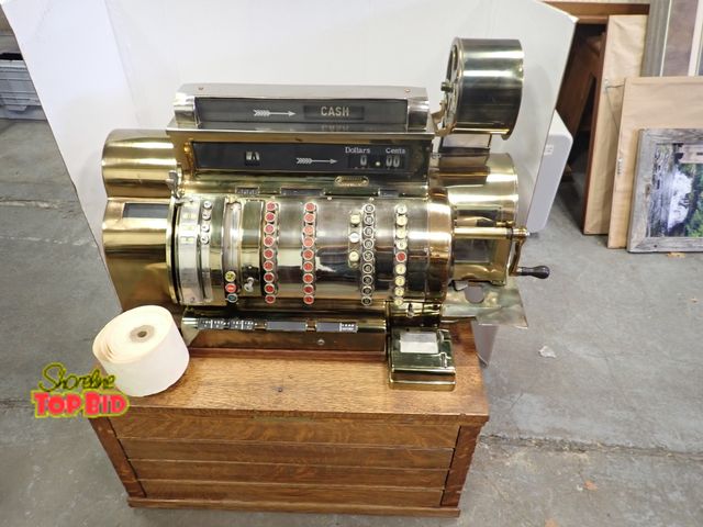Lot 59-10052 - 1911 Model 452 National Cash Register Solid Oak Wooden Base with 3 Drawers, Working. Estimated value...