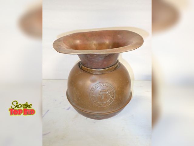 Lot 59-14311 - Copper All Famous Havana Cigars 5-cents Cuspider/Spittoon, Late 19th Century, 10" x 9" diameter