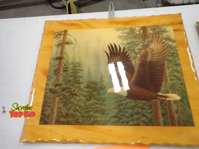 Lot 59-41056 - Vintage Clear Coated Plaque Soaring Bald Eagle 10" x 12"