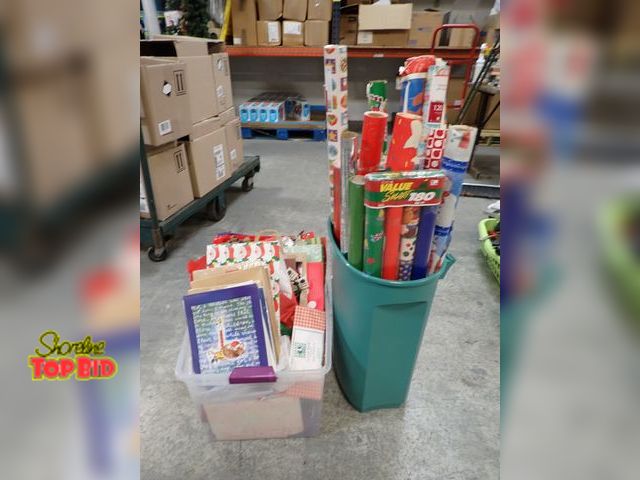 Lot 59-41691 - Huge Christmas wrapping paper gift bag and tissue paper lot in storage totes