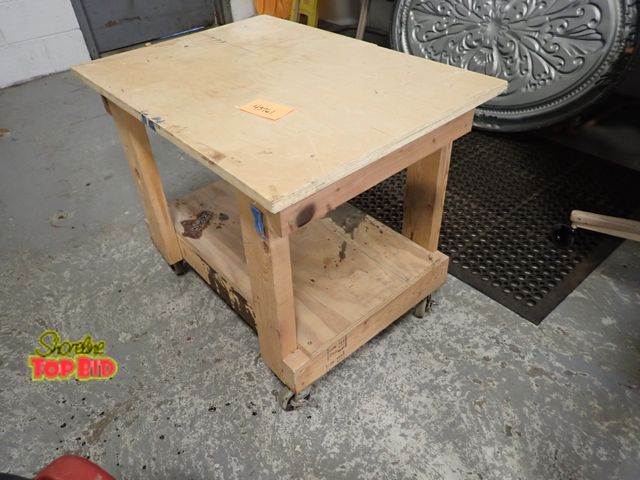 Lot 59-43761 - Wooden Cart 2 x4 Construction with Locking Casters