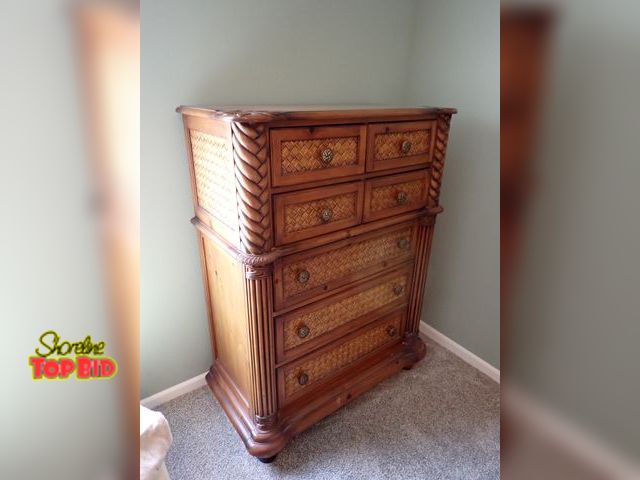 Lot 59-33646 - Tommy Bahama Home "Island Estate" Tall Boy 7-Drawer Dresser Chest