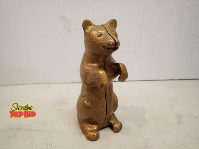 Lot 59-14448 - Antique Cast Iron "Begging Bear" Still Bank circa 1910-1925, 5 1/2" tall