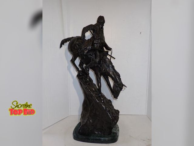 Lot 59-10149 - Signed, Bronze Sculpture "Mountain Man" by Frederic Remington 29" tall. Estimate value $1,100.00 to ...