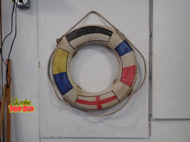 Lot 59-30129 - Antique Wooden Life Preserver Ring 27" diameter Center Hole is 15" diameter - Very Rare