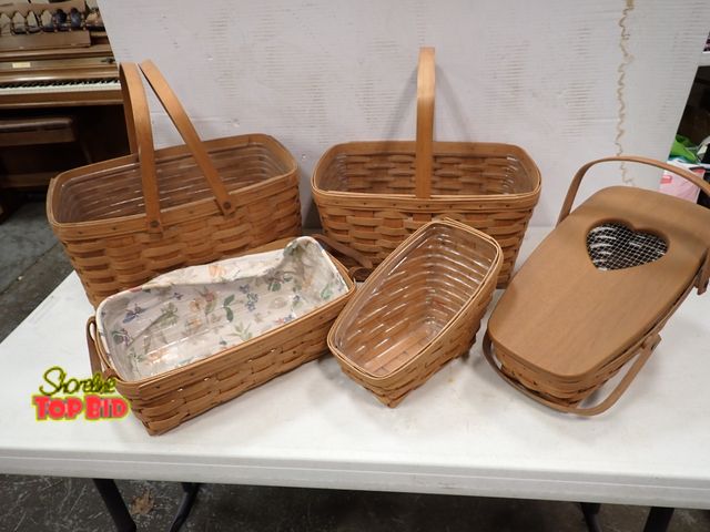 Lot 59-33260 - Longaberger 13" Measuring Basket &amp; Protector, Large Market Basket &amp; Protector, Med. Market B...