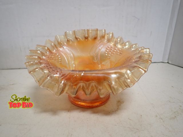 Lot 59-14301 - Vintage Fenton Marigold Carnival Glass Bowl (Flowering Dill)