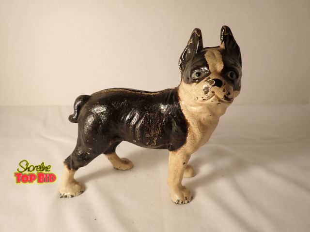Lot 59-20180 - Antique Cast Iron Boston Terrier Still Bank by Hubley circa 1910-1930s. Est. Value $150 and $450, 5"...