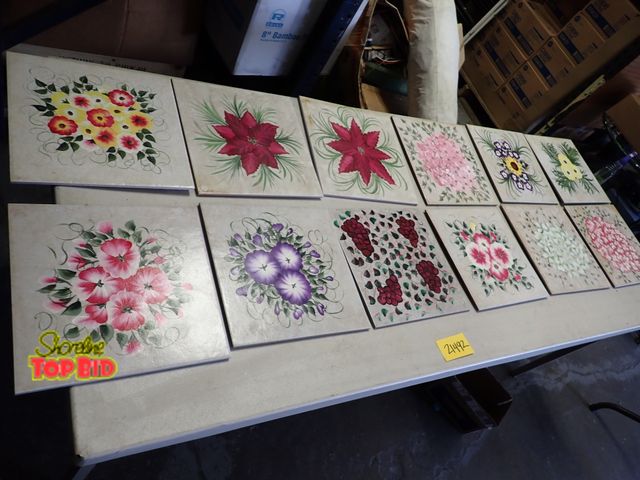 Lot 59-21492 - Ceramic Tile Floral Design by Local Artist, Various Sizes