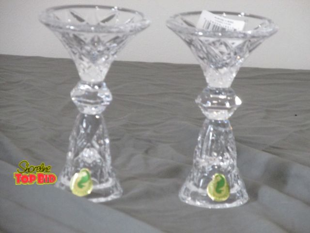 Lot 59-10025 - Set of 2 new House of Waterford 5" Lead Crystal candleholders.  Items are still factory new, still h...