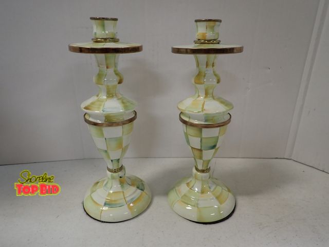 Lot 59-43512 - Mackenzie Childs Ceramic Candle Holders