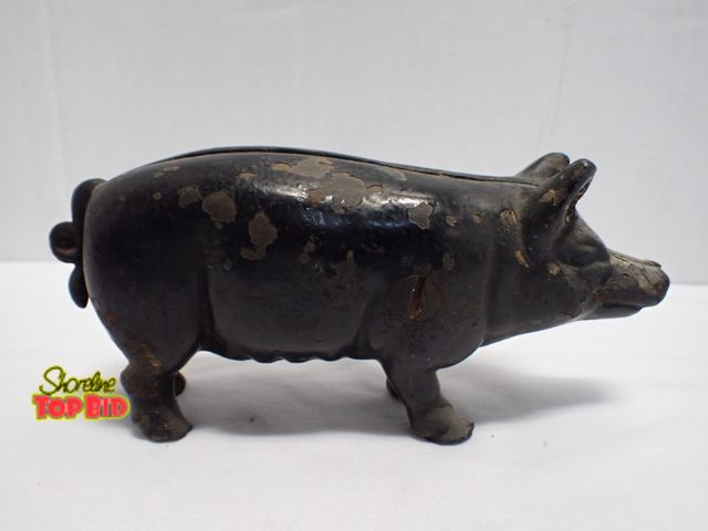 Lot 59-10233 - Antique Cast Iron Piggy Bank - Popular Collectible known as a "Still Bank"