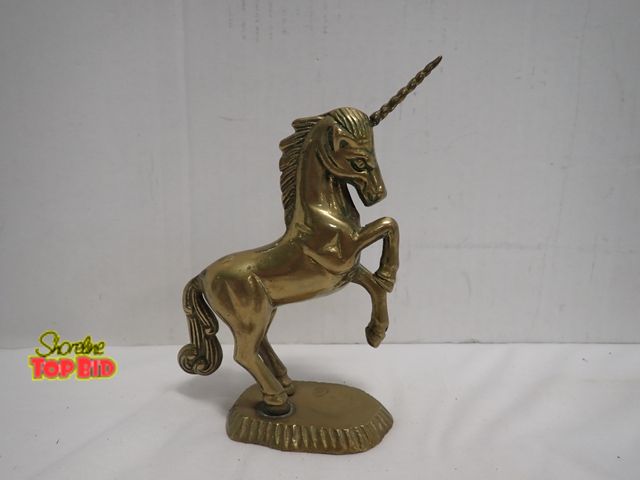 Lot 59-14086 - Vintage Solid Brass Unicorn (MCM) figurine 7" tall