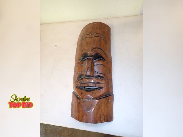 Lot 59-30028 - Vintage Wooden Hand Carved Tiki Mask 19 x 8