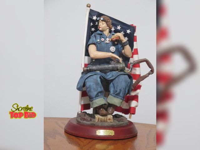 Lot 59-10130 - 12"T "Rosie The Riveter" statue type vignette of the famous WWII heroine construction worker as illu...