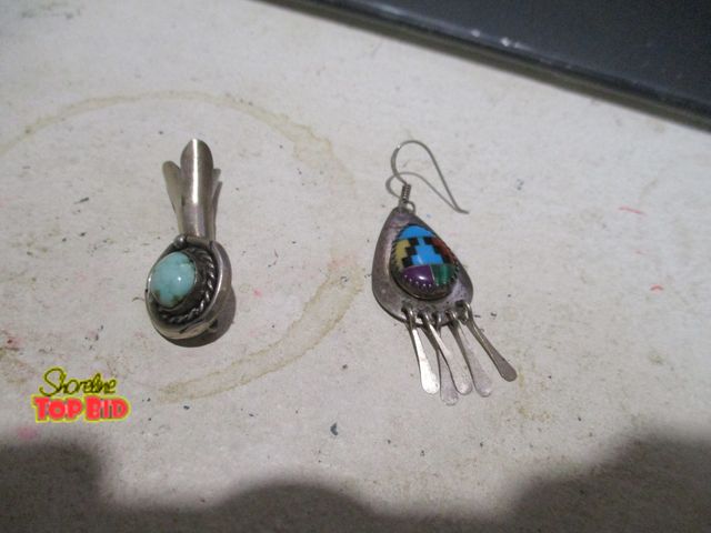 Lot 59-80003 - sterling  Other Sensa Eustace single sterling earring + Navaho sterling pendent