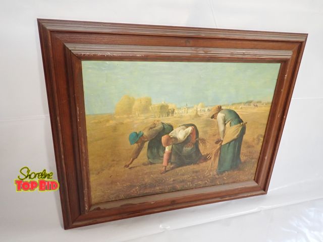 Lot 59-14411 - 1940s Oil on Board Hand Painted Reproduction of Famous "The Gleaners" of a French Realist Artist Jea...