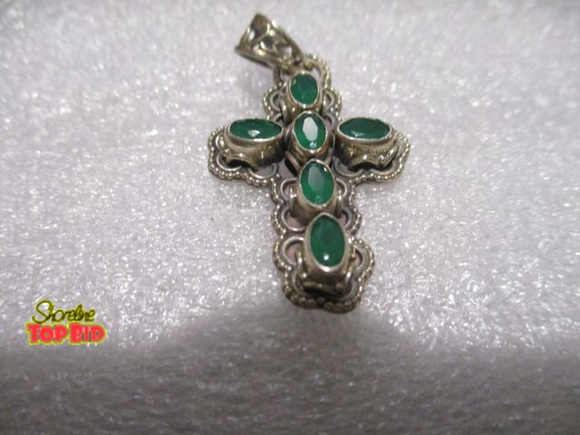 Lot 59-80016 - sterling Other beautiful sterling silver emerald cross small