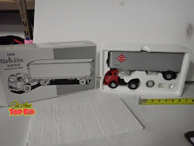Lot 59-43321 - First Gear 1953 Whie 3000 Die-Cast Tractor with 30' Trailer 1/34 Scale, Mint Condition - Never Opene...
