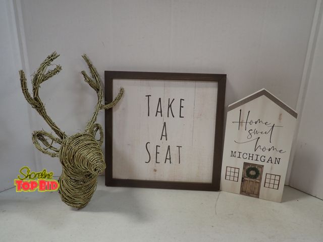 Lot 59-43615 - Home Decor: Wall Hanging Deer Decor and 2 Wall Hanging Decor