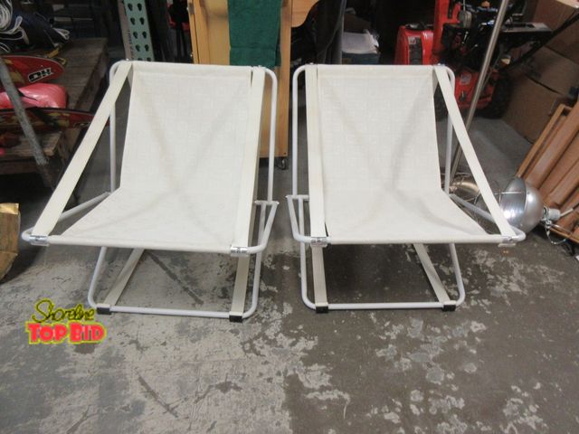 Lot 59-10419 - Add some luxury to your beach/sun experience - pair of brown - Jordan vintage sling sand/beach chair...
