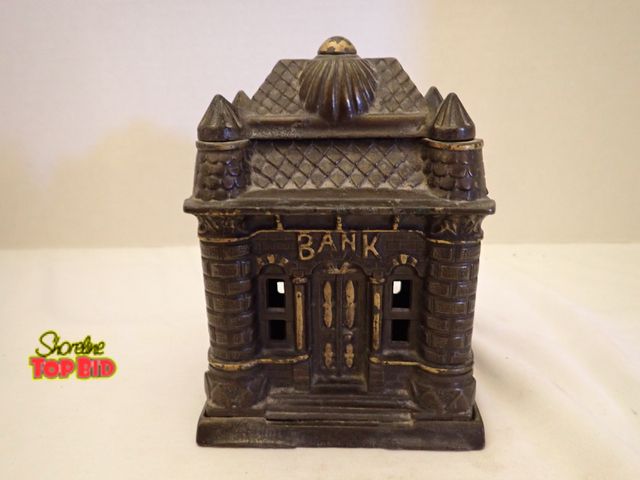 Lot 59-13125 - Antique Cast Iron "Four Tower Bank Building" Still Coin Bank by J &amp; E Stevens Co. Value $140-$25...