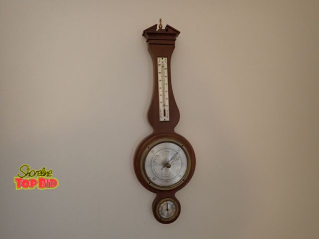 Lot 59-43058 - Vintage Banjo Style Weather Station Thermometer Hygrometer 20"