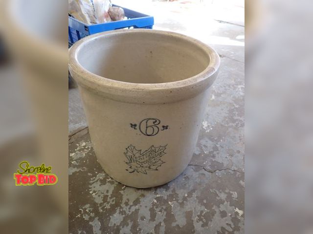 Lot 59-50088 - 6-Gallon Antique Crock Western Stoneware, No Chips or Cracks