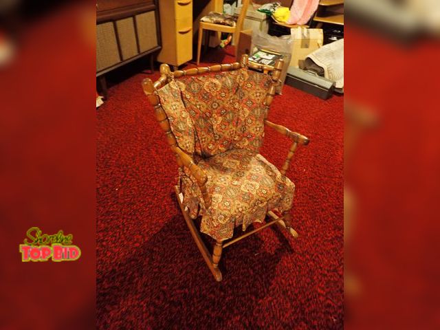 Lot 59-43038 - Mid-Century Hardwood Children's Rocker, Wide 4-Post Back, Excellent Sturdy Condition