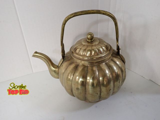 Lot 59-10367 - Solid Brass Teapot 8 1/2" x 9"