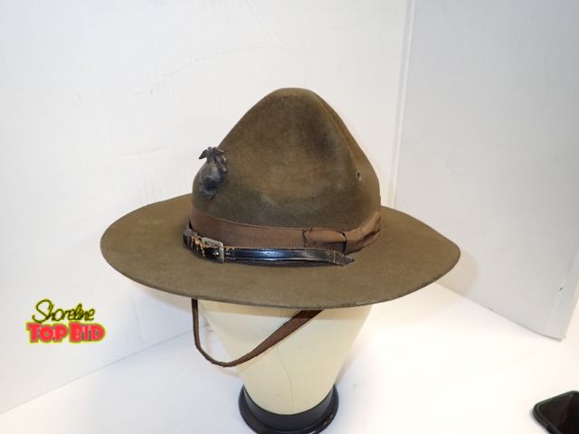 Lot 59-10386 - 1930s United States Marine Corps Campaign Drill Sergeant Hat. These hats were used by military perso...