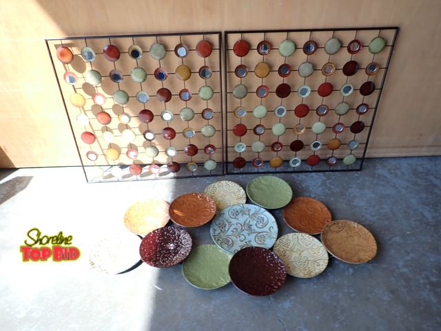 Lot 59-20036 - Metal Artwork - 3 pieces, 12 metal plates - measures 45" long x 27 1/2" at widest point(I had planne...