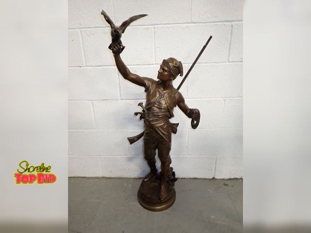 Lot 59-10137 - Signed, LeLancer Bronze Sculpture by French Artist Eugene Marioton 40" tall. Estimated value $700.00...