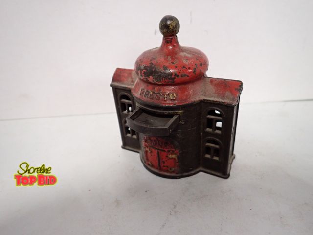 Lot 59-10298 - 1890s Cast Iron Presto Trick Coin Bank, Original Paint, No. 485, 4 1/2" x 4" x 2 1/2"